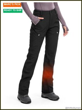 Women's Fleece-Lined Water Resistant Winter Hiking Pants with 5 Zipper Pockets